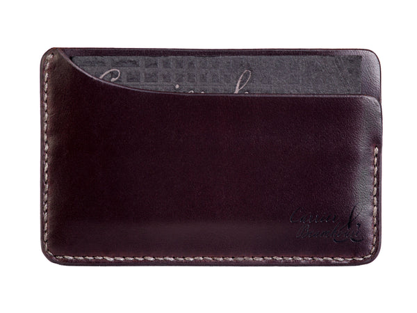Three slot horizontal wallet, burgundy Horween Chromexcel - Currier & Beamhouse