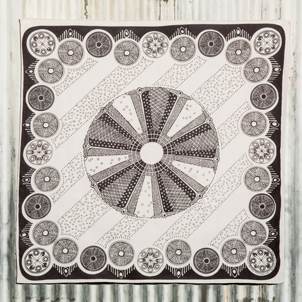 Diatoms - screen printed bandana, ecru cotton - Currier & Beamhouse
