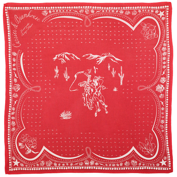 Screen printed cowboy bandana, limited edition tomato red cotton - Currier & Beamhouse