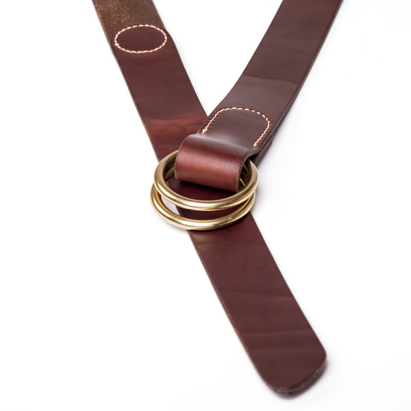 1 ¼" double ring belt, brown Horween Chromexcel - Currier & Beamhouse