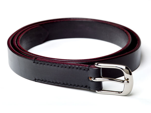 1" skinny buckled belt, black English bridle - Currier & Beamhouse