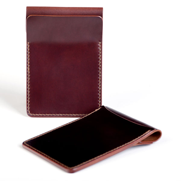 Two slot vertical wallet, burgundy Horween shell cordovan - Currier & Beamhouse