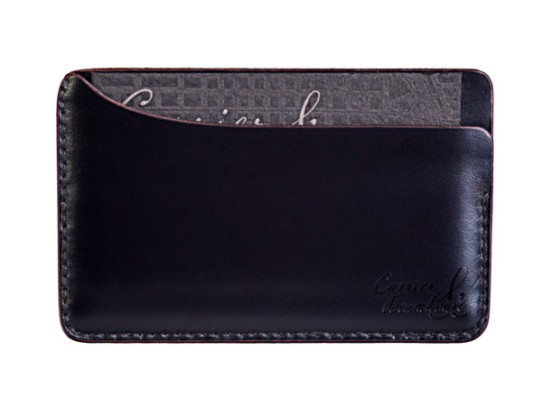 Three slot horizontal wallet, black Horween Chromexcel - Currier & Beamhouse