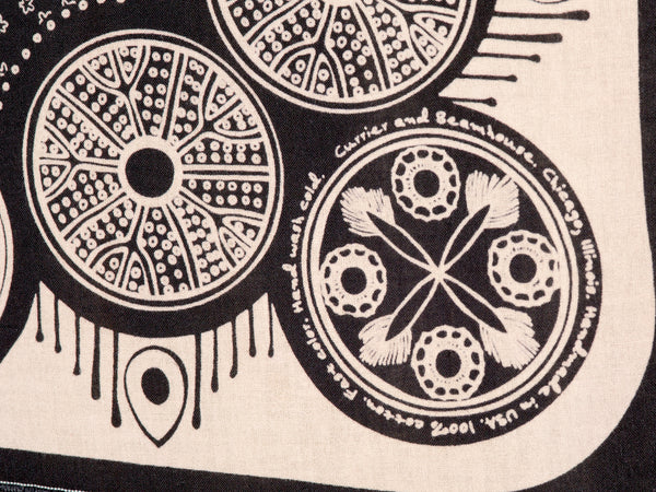 Diatoms - screen printed bandana, black cotton - Currier & Beamhouse