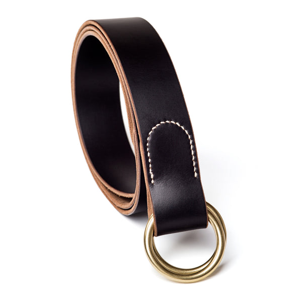 1 ¼" double ring belt, black Horween Chromexcel - Currier & Beamhouse