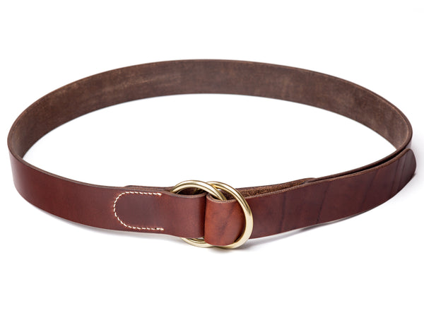 1 ¼" double ring belt, brown Horween Chromexcel - Currier & Beamhouse