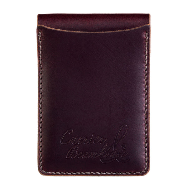Two slot vertical wallet, burgundy Horween Chromexcel - Currier & Beamhouse