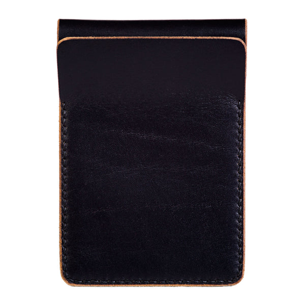 Two slot vertical wallet, black Horween Chromexcel - Currier & Beamhouse