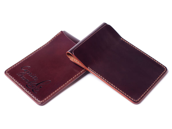 Two slot vertical wallet, burgundy Horween shell cordovan - Currier & Beamhouse