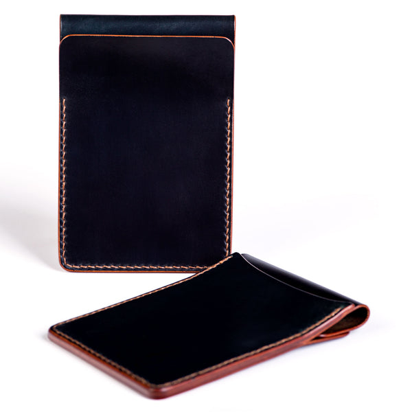 Two slot vertical wallet, black Horween shell cordovan - Currier & Beamhouse